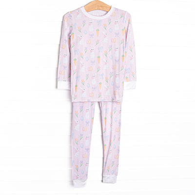 Hoppy Spring Bamboo Pajama Set, Pink