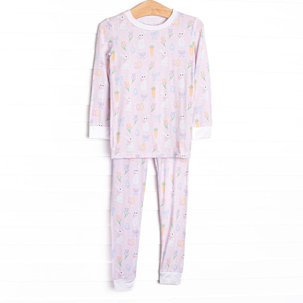 Hoppy Spring Bamboo Pajama Set, Pink