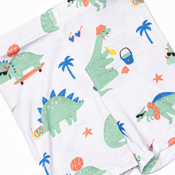 Summer Saurus Bamboo Pajama Short Set, Green