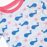 Oceanside Stripes Bamboo Pajama Short Set, Blue