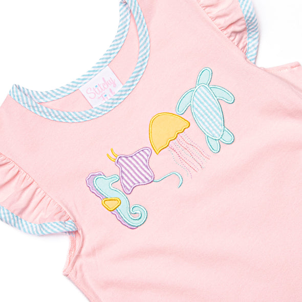 Sea Pals Applique Dress, Pink
