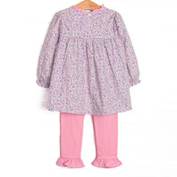 Petal Posies Ruffle Legging Set, Purple