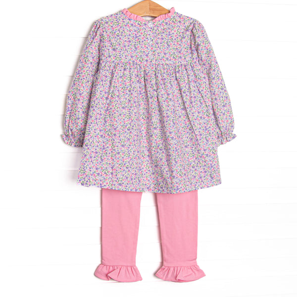 Petal Posies Ruffle Legging Set, Purple