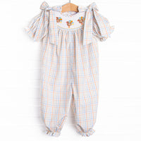 Pastel Poults Smocked Romper, Orange