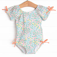 Reef Wonders Puff Sleeve One Piece, Pink