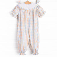 Pastel Poults Smocked Romper, Orange