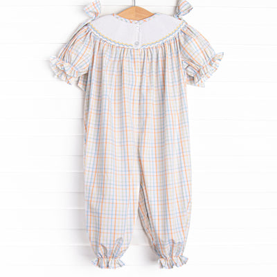Pastel Poults Smocked Romper, Orange