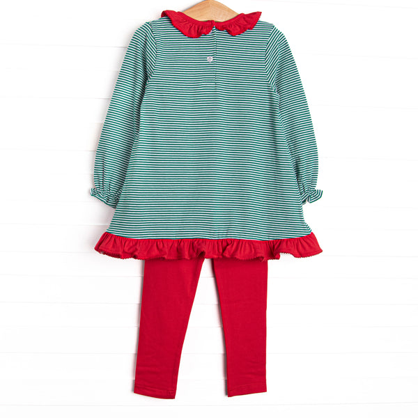 Santa's Best Friend Applique Legging Set, Green