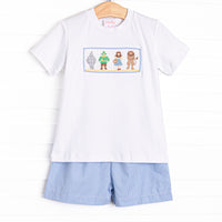Wandering to See the Wizard Smocked Short Set, Blue