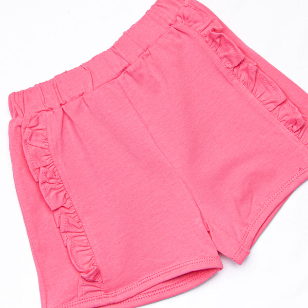 Poppy Ruffle Short Set, Pink and Blue Stripe