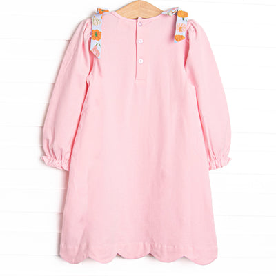 Girly Gourds Applique Dress, Pink
