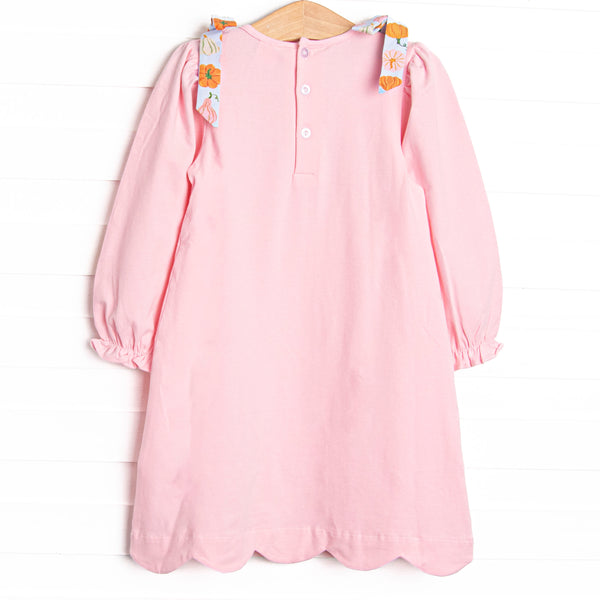 Girly Gourds Applique Dress, Pink