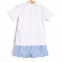 Wandering to See the Wizard Smocked Short Set, Blue