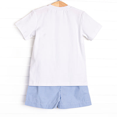 Wandering to See the Wizard Smocked Short Set, Blue