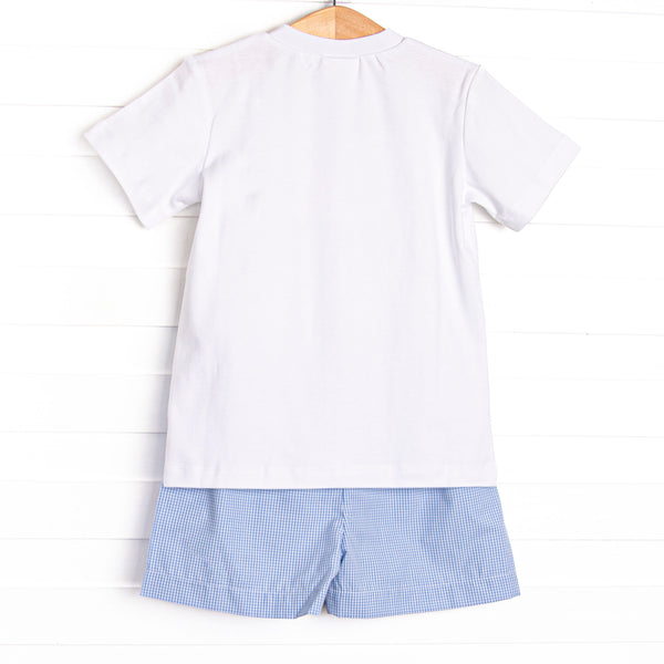 Wandering to See the Wizard Smocked Short Set, Blue