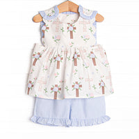 Up From the Grave Garden Short Set, Blue