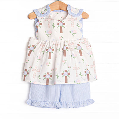Up From the Grave Garden Short Set, Blue