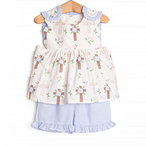 Up From the Grave Garden Short Set, Blue