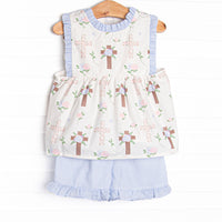 Up From the Grave Garden Short Set, Blue
