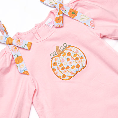 Girly Gourds Applique Dress, Pink