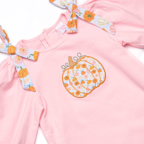 Girly Gourds Applique Dress, Pink