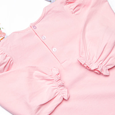 Girly Gourds Applique Dress, Pink