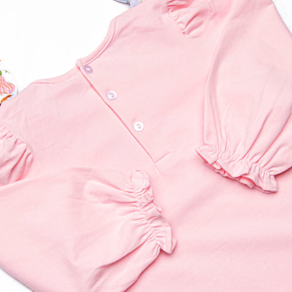 Girly Gourds Applique Dress, Pink