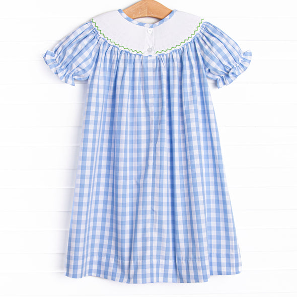 Wild Turkey Smocked Bishop Dress, Blue