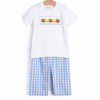 Wild Turkey Smocked Pant Set, Blue