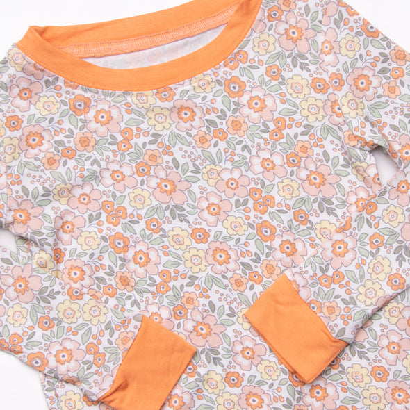 Patterned Bamboo Pajama Set, Orange