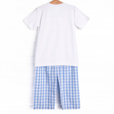 Wild Turkey Smocked Pant Set, Blue