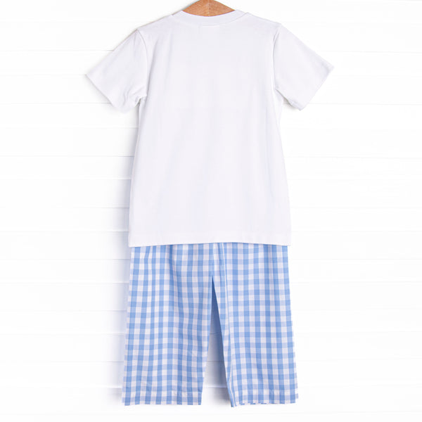 Wild Turkey Smocked Pant Set, Blue