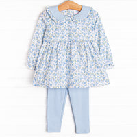 Blue Berry Blooms Legging Set, Blue