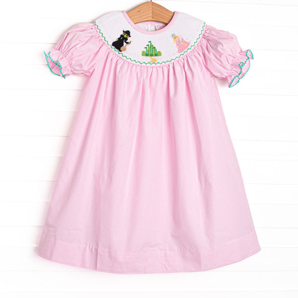Emerald Enchantment Smocked Bishop Dress, Pink