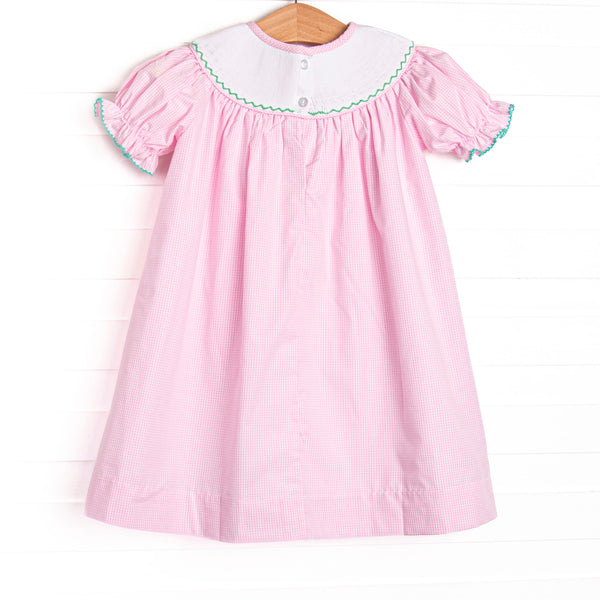 Emerald Enchantment Smocked Bishop Dress, Pink