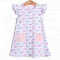 Nora Narwhal Pocket Dress, Pink