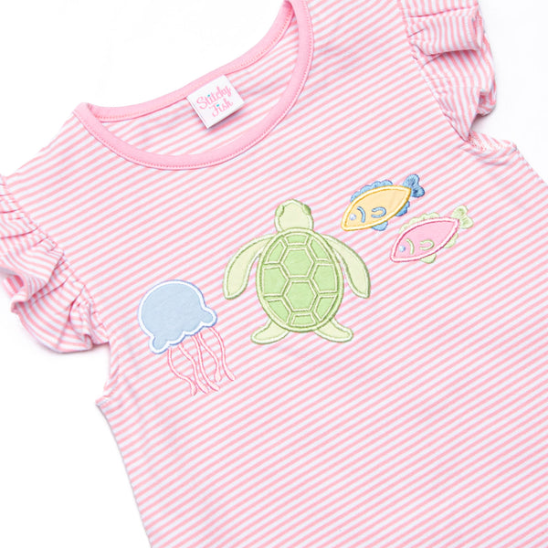 Sea Turtle Season Applique Dress, Pink