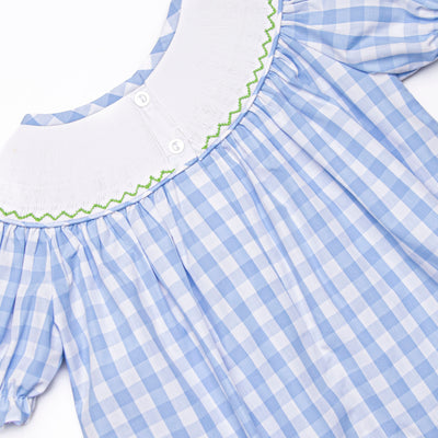 Wild Turkey Smocked Bishop Dress, Blue
