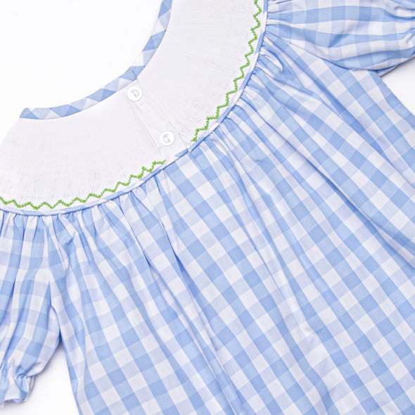 Wild Turkey Smocked Bishop Dress, Blue