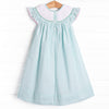 Aquamarine Mermaid Smocked Bishop Dress, Aqua