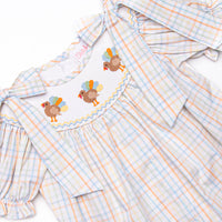 Pastel Poults Smocked Romper, Orange