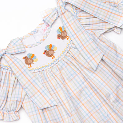 Pastel Poults Smocked Romper, Orange