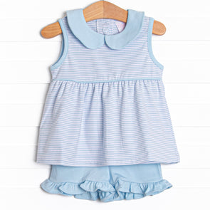 Pippa Short Set, Sky Blue Stripe