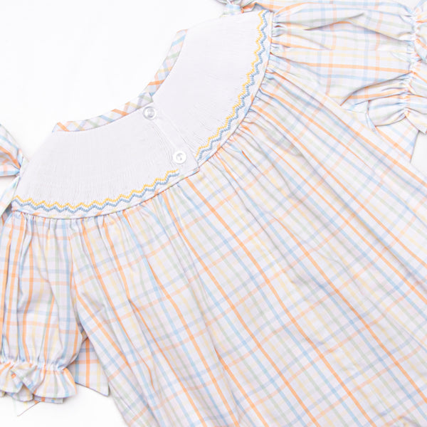 Pastel Poults Smocked Romper, Orange