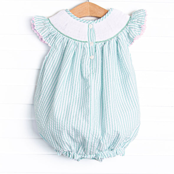 Aquamarine Mermaid Smocked Bubble, Aqua