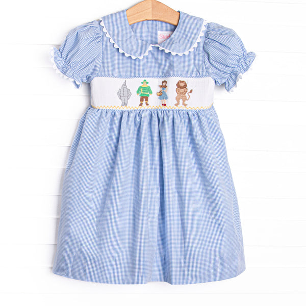 Wandering to See the Wizard Smocked Dress, Blue