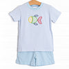 Fintastic Friend Applique Short Set, Blue