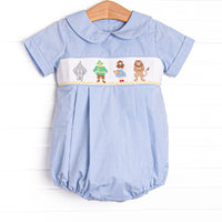 Wandering to See the Wizard Smocked Boy Bubble, Blue