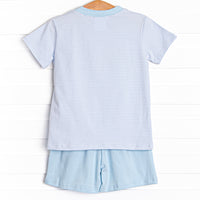 Fintastic Friend Applique Short Set, Blue