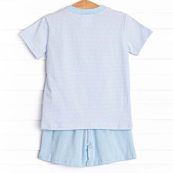 Fintastic Friend Applique Short Set, Blue